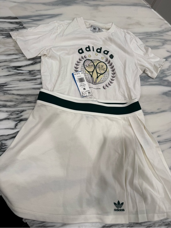 adidas Dresses & Skirts - adidas Tennis Skirt with Tennis Cream Graphic Racquet Tee
